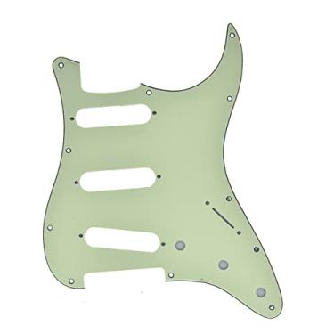 Imagem de Dopro Captador de guitarra com 11 furos vintage 62 Strat ST SSS bobina única pickguard placa de arranhões com parafusos para American FD 62 Stratocaster verde menta 3 camadas
