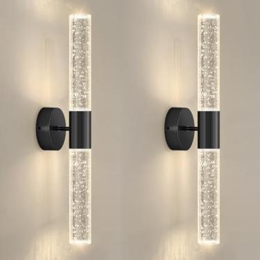 Imagem de cenozo Conjunto De 2 Arandelas De Parede Pretas, Luminárias De Parede Modernas De Led Para Sala De Jantar, 10 W, 3000 K, Luzes De Parede De Led, Luminárias De Parede Com Fio De Cristal Para Sala De