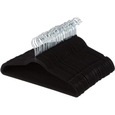 Imagem de Kit 50 Cabides de Veludo Ultra Fino Antideslizante Preto - Camppor