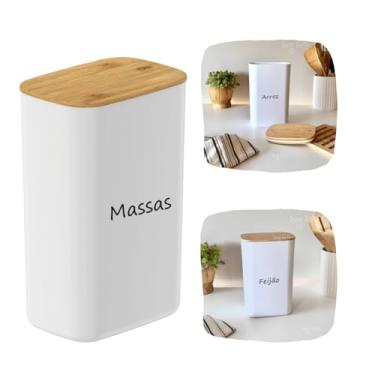 Imagem de Pote Hermético Tampa De Bambu Porta Mantimentos Potes Para Mantimentos 2,3 L (Massas)