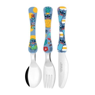 Imagem de Jogo de Talheres Infantil Stitch Disney Aço Inox 3 Peças - Simonaggio