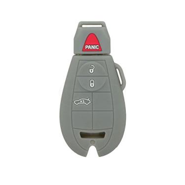 Imagem de SEGADEN Capa protetora de silicone compatível com Dodge Jeep Chrysler 4 botões Smart Remote Key Fob CV4752 Cinza