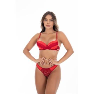 Imagem de Conjunto lingerie com bojo Butterfly  Encanto do Cerrado cj064, Vermel