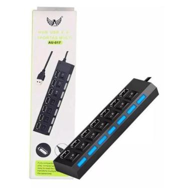 Imagem de Hub 7 Portas Usb 2.0 Preto Com Chave Seletora Au-017 Altomex