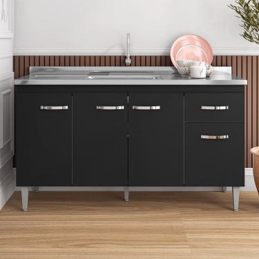 Imagem de Balcão de Pia Gabriela 150cm Preto AJL Móveis