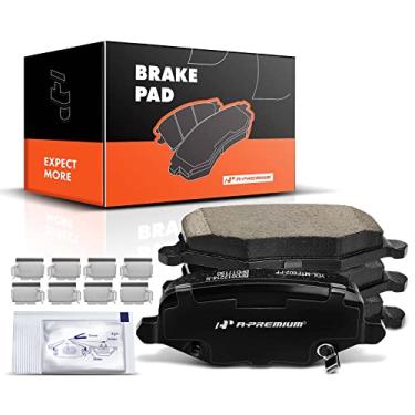 Imagem de A-Premium Conjunto de pastilhas de freio a disco de cerâmica traseira compatível com modelos selecionados Chrysler, Dodge, Ram e Volkswagen - Grand Caravan, Town & Country 2012-2016, Journey 2013, C/V