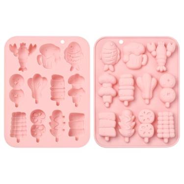 Imagem de KitBeads 2 moldes de silicone com tema alimentício para churrasco, salsicha, cerveja, resina, resina, sabonetes, decorações artesanais