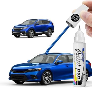 Imagem de XTryfun Tinta de retoque azul egeu metálico (B-593M) compatível com Honda, reparo de arranhões de pintura de carro faça você mesmo, reparo de arranhões automotivo rápido e fácil para Civic/CRV/Fit