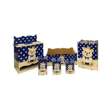 Imagem de Kit Higiene Bebê 6 Peças em Madeira Mdf Adesivado - ATACADÃO DO ARTESA