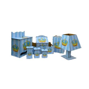 Imagem de Kit Higiene Bebê com Abajur e Farmacinha 8 Peças em Madeira Mdf Adesiv