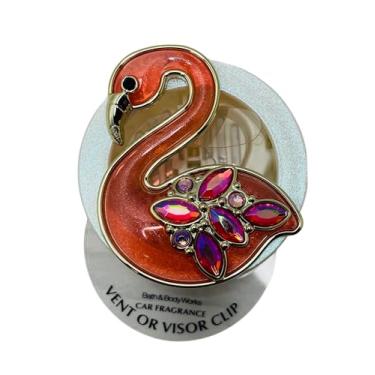 Imagem de Bath and Body Works Pink Whimisical with Jewels Flamingo Car Visor Fragrância Suporte fácil de abrir
