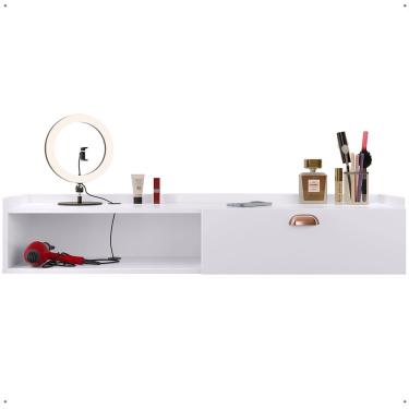 Imagem de Penteadeira Suspensa Camarim Decor Porta Maquiagem Nicho Multifuncional Quarto Pequeno Retrô - Branco - rpm