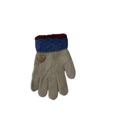 Imagem de Luvas de Lã Infantil Frio Inverno Menina com Coração - GLOVES, Bege