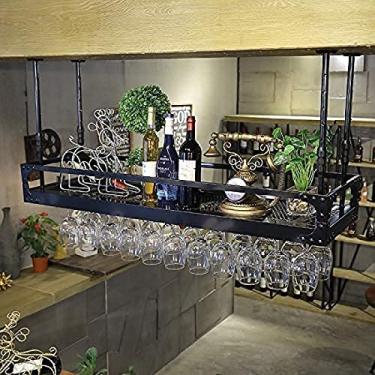 Imagem de Prateleira Para Pendurar No Teto Prateleira Para Copos De Vinho Estilo Europeu Decoração Para Taças De Vinho Taças Para Bares,Preto,60 * 35cm,Collector88