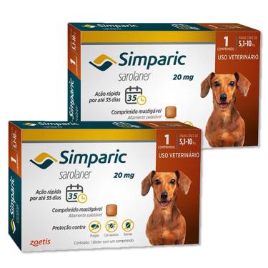Imagem de Kit 2 Simparic Antipulgas e Carrapatos Cães 5,1 A 10kg