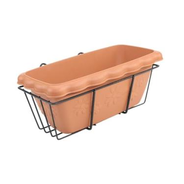 Imagem de Generic Caixa de janela do deck da plantadora de grades Plantador pendurado de resina de resina para a janela para andar de jardim externa para fora da janela, Marrom E Preto