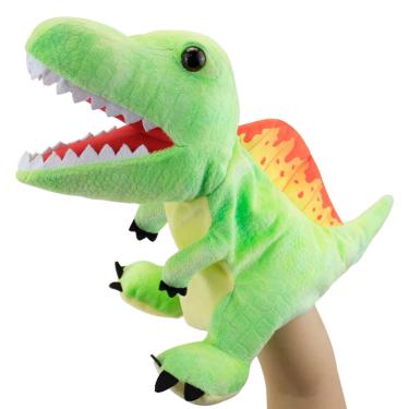 Imagem de Fantoches de mão para crianças, bonecos de pelúcia de dinossauro