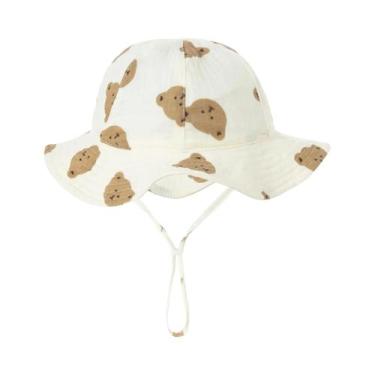 Imagem de Chapéu de Sol Infantil com Aba Grande - Desenho de Ursinho para Bebês,