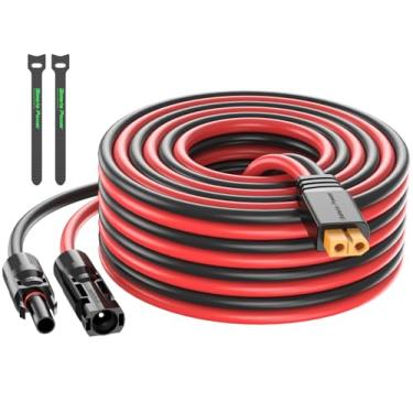 Imagem de Bateria Power Cabo de extensão de carga solar para XT60 10AWG 50 pés, conector solar para XT60 cabo adaptador para painel solar para bateria LiFePO4 RV estação de energia portátil gerador solar, 10AWG