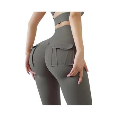 Imagem de Leggings de Yoga Feminina Cintura Alta Elástica - Cor Sólida para Trei