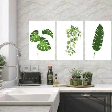 Imagem de Kit 3 Quadros Decorativos Minimalistas Plantas 24X18Cm - Quadros On-Li