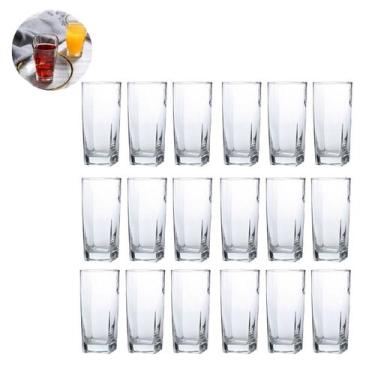 Imagem de Jogo de Copos Vidro Texas 320ml Quadrado Suco Agua - 18Un - PRATICASA