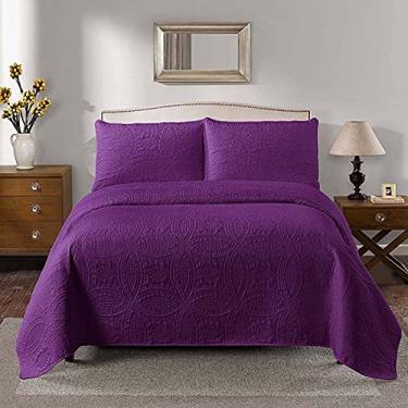 Imagem de AKALNNB Jogo de cama de 3 peças, colcha acolchoada de patchwork, chique, estampada, com fronhas, cobertor de cama de solteiro para todas as estações, zwart, 266 x 234 cm