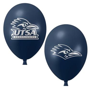 Imagem de UTSA Roadrunners pacote com 10 logotipos oficiais licenciados de 28 cm, balões de látex de qualidade de hélio, perfeitos para celebração do time de futebol universitário, decorados na frente e atrás