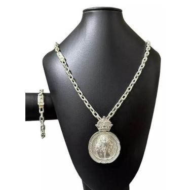 Imagem de Cordão + Pulseira + Pingente Cadeado 8Mm Banhado A Prata 925 - Tojoia1