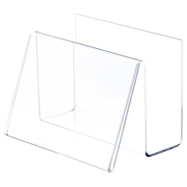 Imagem de Plymor Suporte e expositor de cartão postal de luxo de acrílico transparente (horizontal), 15 cm L x 10,8 cm P x 11,4 cm A