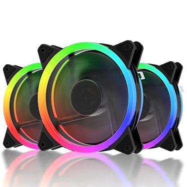 Imagem de Ventilador de capa da série UPHere RGB, ventilador de LED RGB sem fio, 120 mm, edição silenciosa, ventilador de LED de alta ventilação com cor ajustável para PC - pacote com 3, RGB123-3