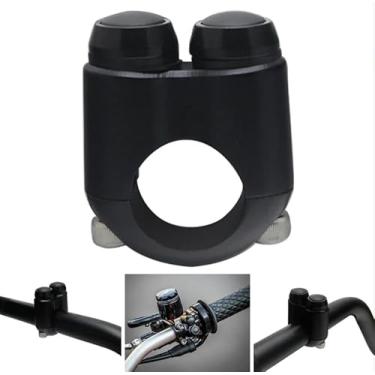 Imagem de FVMOTO Microinterruptor momentâneo de controle manual CNC com 2 botões, para barras de 2,5 cm e 25 mm, guidão, bobber, café, corredor, helicóptero, universal