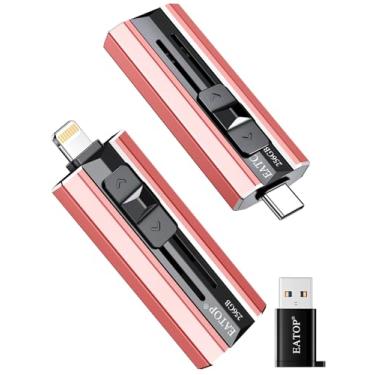 Imagem de EATOP Flash Drive de 256 GB destinado a iPhone iPad, armazenamento em cartão de memória para backup de fotos e vídeos, compatível com iPhone iPad Android PC, Plug and Play, sem necessidade de