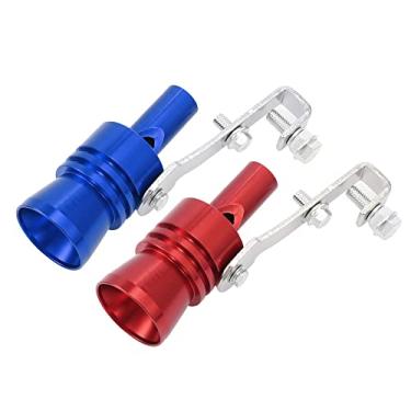 Imagem de X AUTOHAUX 2 peças universal de alumínio turbo som escapamento tubo apito carro soprador válvula simulador de escapamento turbo apito tailpipe tamanho GG vermelho azul