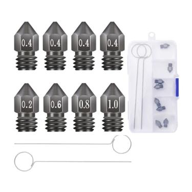Imagem de Bicos MK8 de aço temperado para impressora 3D Creality 8 PCS, Bicos de extrusora de tungstênio atualizados 0,2 mm, 0,3 mm, 0,4 mm, 0,5 mm, 0,6 mm para Creality Ender 3 Ender 3V2 Ender 3 pro CR-10