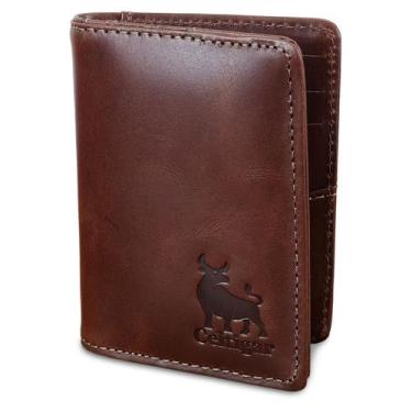 Imagem de Carteira Pequena Masculina De Couro Porta Cartões CNH - Celtigar, Marr