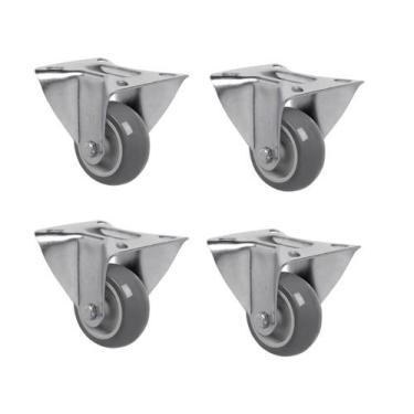 Imagem de Rodizio Cinza Fixo com Placa FL312 - 4 Unid - SCHIOPPA