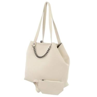Imagem de Bolsa Feminina Sacola Corrente Mais Necessaire (Bolsa Saco Kiara - Marfim)