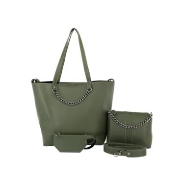 Imagem de Kit Bolsa Feminina Transversal Sacola Necessaire (Verde Militar)