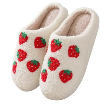Imagem de V OPXIN Pantufas De Morango - Femininas E Masculinas, Fofas, Confortáveis, Pelúcia, Macias Para Ambientes Internos Externos