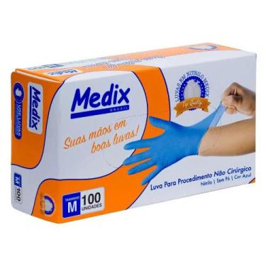 Imagem de Luva nitrilica s po azul tam m 100un 12031 - medix