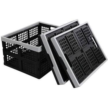 Imagem de Caixa Organizadora Dobrável Multiuso Suporta 30kg Com 35cm Ideal Para Compras Lavanderia Feira e Brinquedos