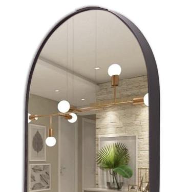 Imagem de Espelho Oval Corpo Inteiro Com Moldura Couro Decorativo Luxo - Landi V