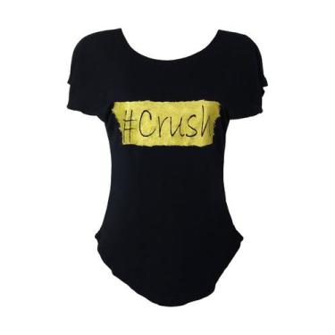 Imagem de Blusa T-Shirt Viscolycra Frases Crush - Del Verano, P, Preto