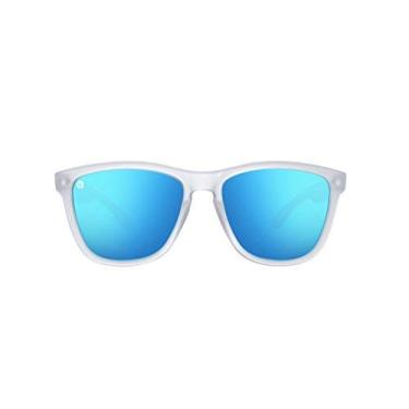 Imagem de Óculos de sol leves e polarizados WOOSH para homens e mulheres – Sunnies unissex para pesca na praia, corrida, esportes e ao ar livre, Blue Lens-matte Clear Frame (Bocas Chill), Regular