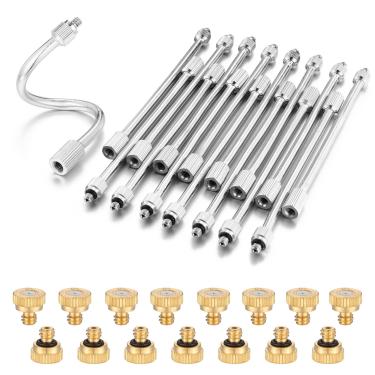 Imagem de CozyCabin Extensões flexíveis de 15 peças com 15 kits de bicos de bruma de latão, haste de névoa de latão de 5,9 polegadas para bocais mister, haste estendida de cobre dobrável rosca 10/24 UNC para