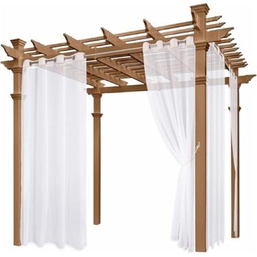 Imagem de Cortinas Externas Internas Externas Grommet Impermeável à Prova De Poeira Cortinas De Pátio Transparente, Cortinas De Pergolado Cortinas De Varanda Para Deck Gazebo Caba, W52" x L96"(132 * 243cm)
