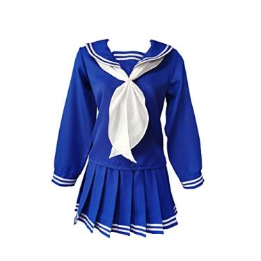 Imagem de Total 2550 Big Girls' Women Japan School Uniform Costume Cosplay Dress sailor ladies Navy Blue (S, Blue/White)