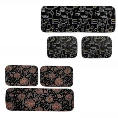 Imagem de Tapete de Cozinha Kit com 2 Jogos com 3 Peças cada Antiderrapante Emborrachado Resistente Toque Macio
