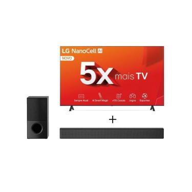 Imagem de Combo LG Smart TV NanoCell AI NANO80 4K de 75 polegadas 75NANO80 + Soundbar SNH5 4.1 canais 600W RMS